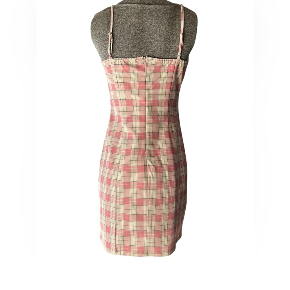 NWT Papaya Pink and White Checkered Mini Dress - Picture 3 of 6